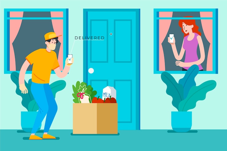 Zdarma Vektor safe food delivery at the door