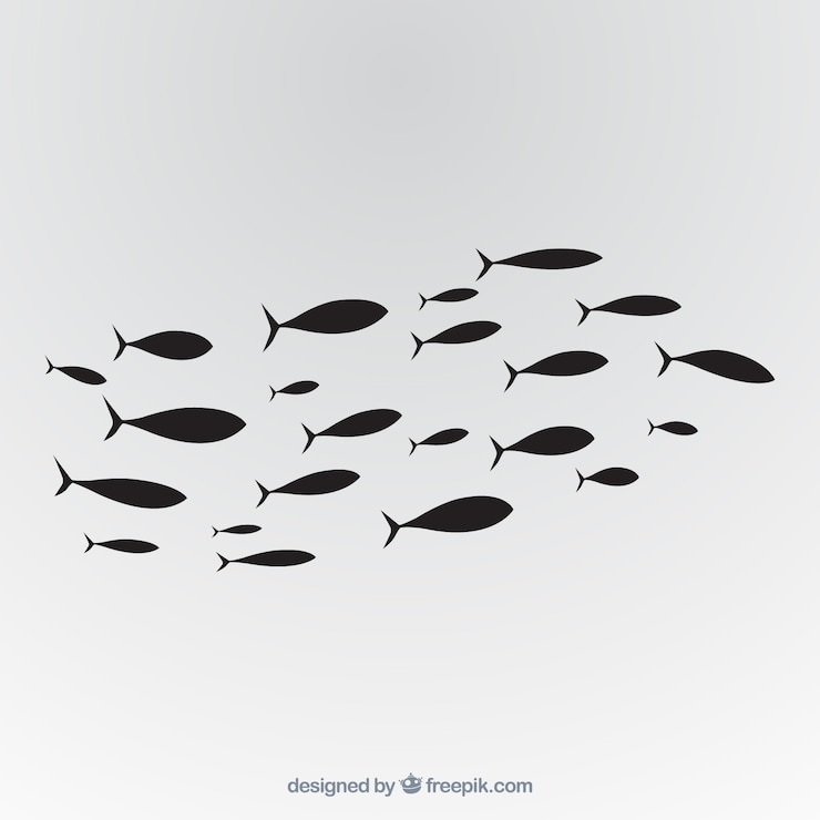 Zdarma Vektor school of fishes background in hand drawn style