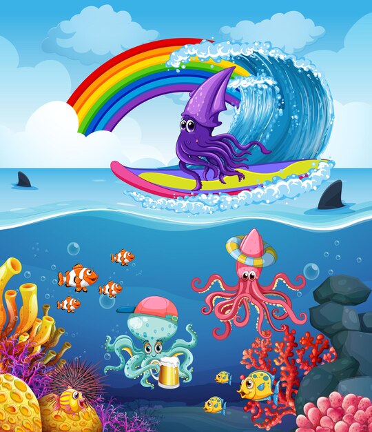 sea animals in underwater