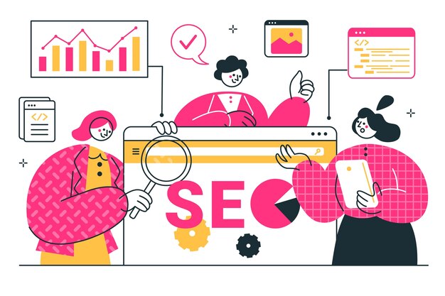 Seo analytics team concept illustration