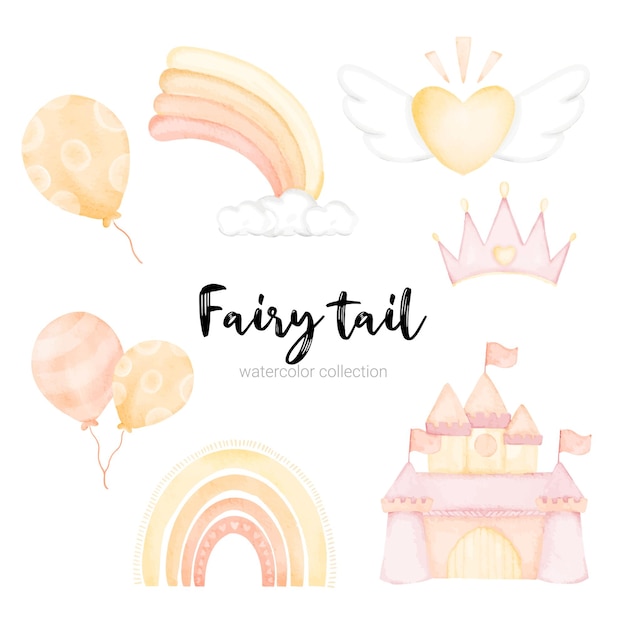 set of fairy tale characters mythological objects element