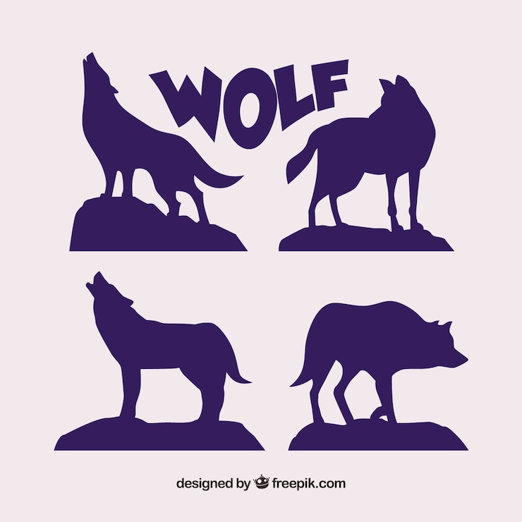 Zdarma Vektor set of wolf silhouettes