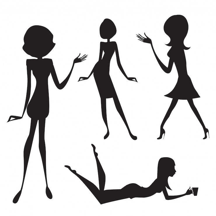 Zdarma Vektor silhouette of cute fashion girls