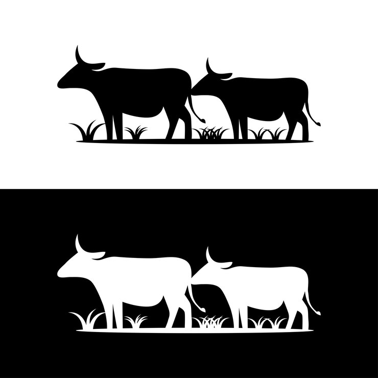 Zdarma Vektor silhouette style cow logo illustration vector