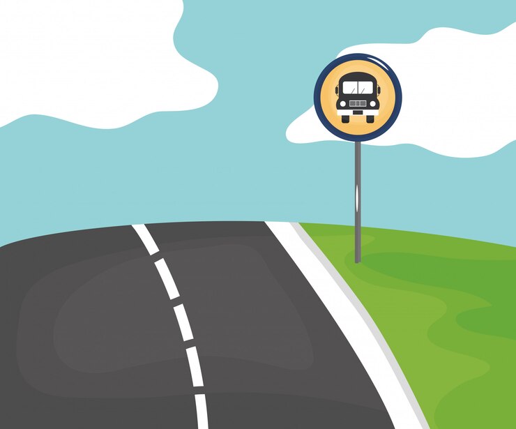 Zdarma Vektor silnice se značkou zastávky autobusu