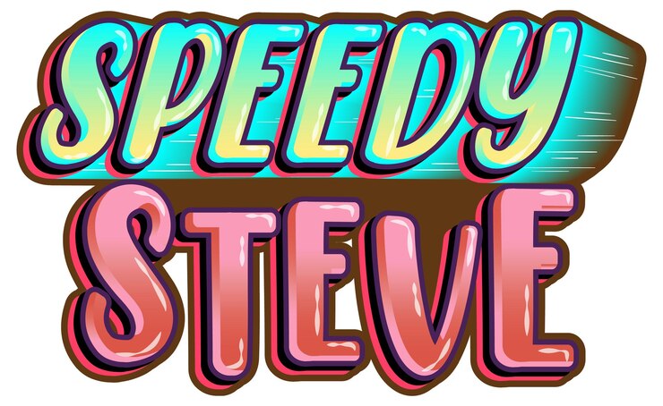 Zdarma Vektor slovní logo speedy steve na bílém pozadí