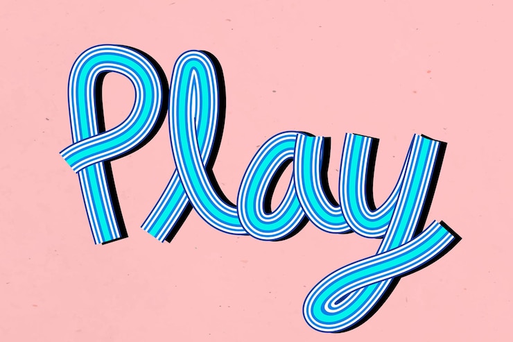 Zdarma Vektor slovo „play text health“, soustředný font, kaligrafie, ručně kreslené