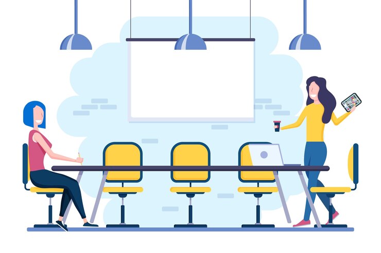 Zdarma Vektor social distancing in a meeting illustration theme