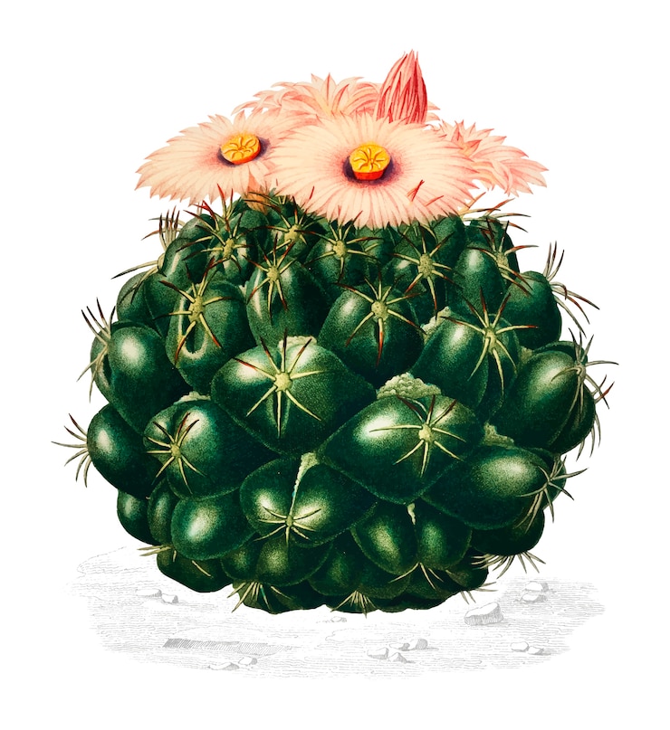 Zdarma Vektor starry ball (mammillaria elephantidens) illustrated by charles dessalines d orbigny