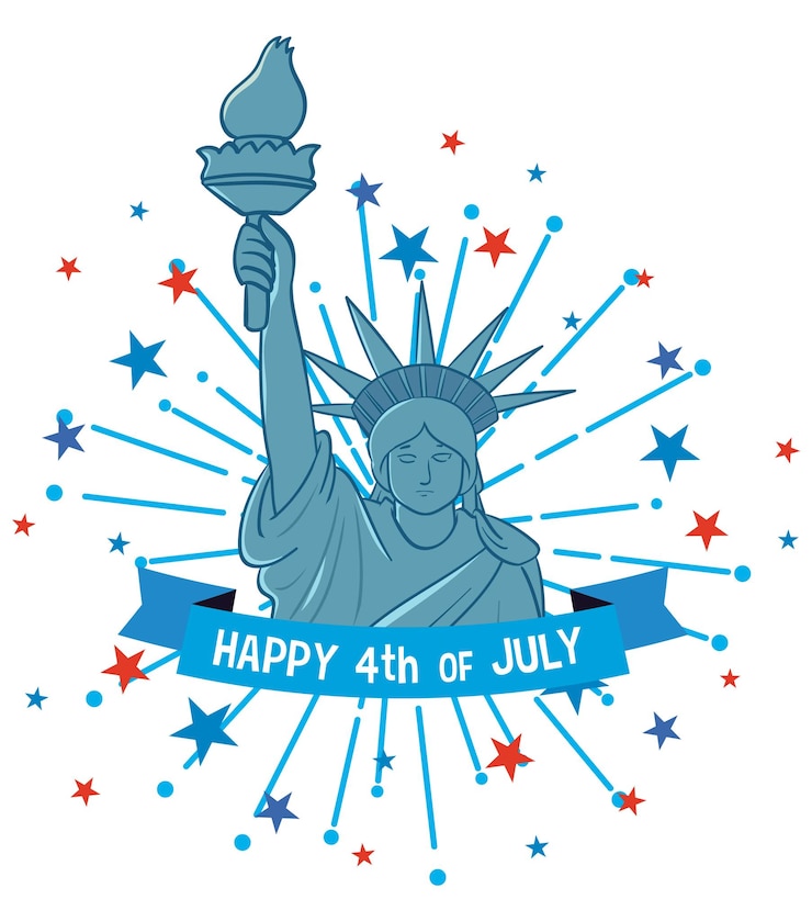 Zdarma Vektor statue of liberty with 4th of july fireworks