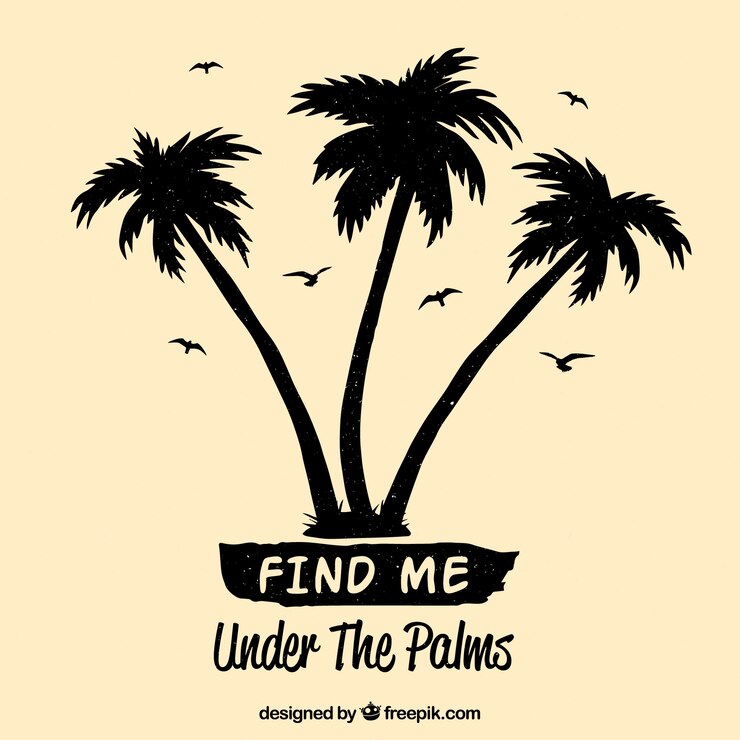 Zdarma Vektor summer quote background with palm tree silhouettes