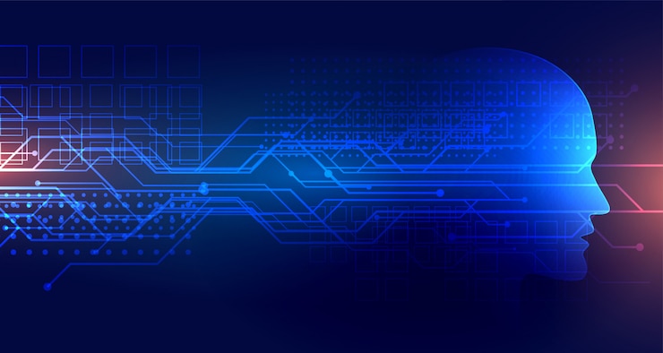 Zdarma Vektor technologické pozadí umělé inteligence s obličejem