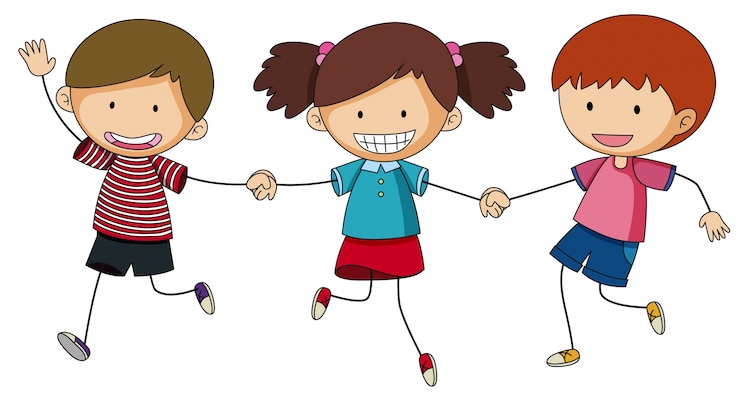 Zdarma Vektor three kids holding hands