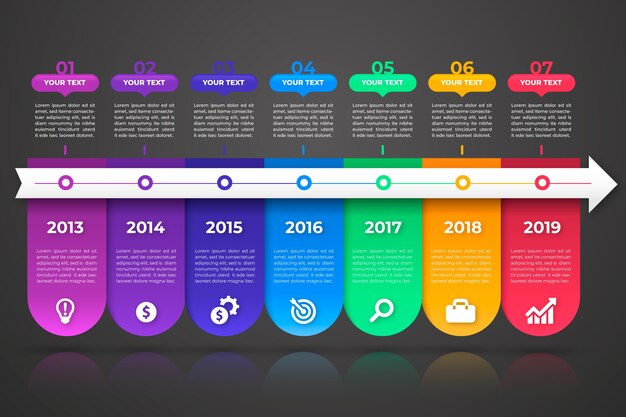 timeline gradient infographic