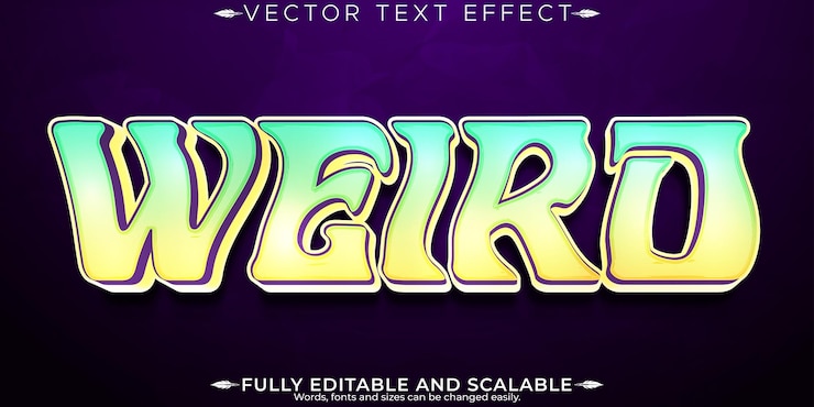 Zdarma Vektor trippy textový efekt, editovatelný glitch a styl textu s drogami