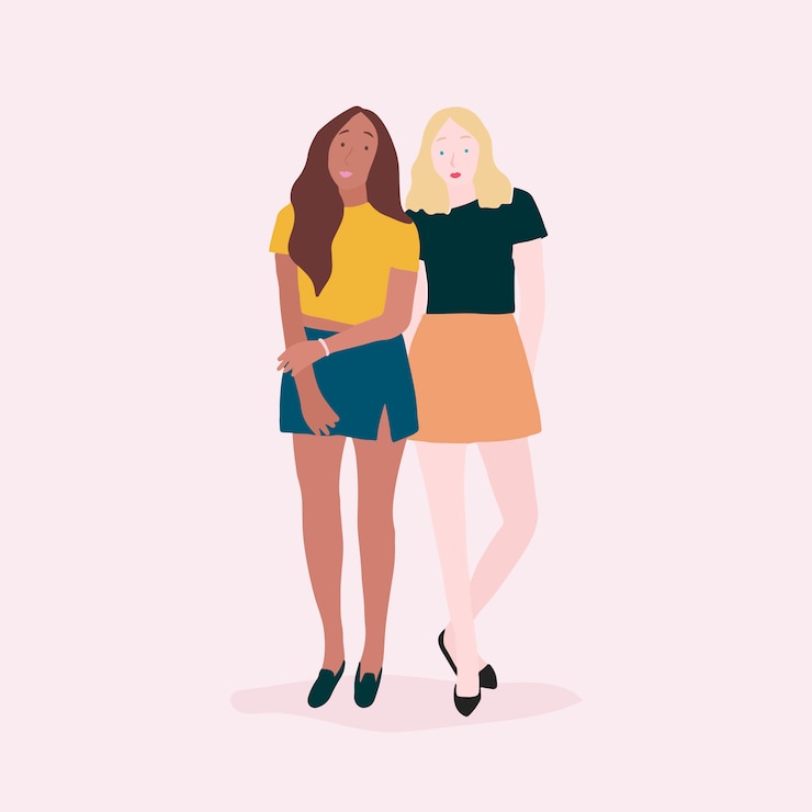 Zdarma Vektor two diverse independent women vector