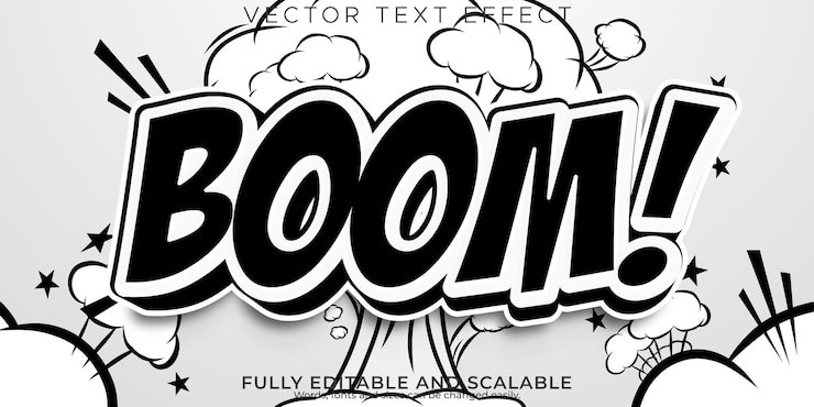 Zdarma Vektor upravitelný komiksový textový efekt ve stylu komiksu a komiksové knihy
