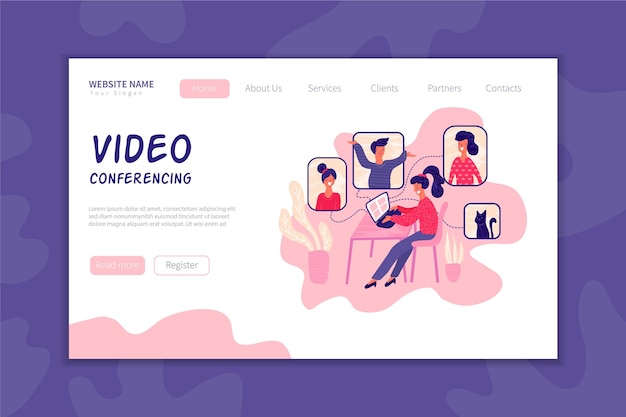 Video conferencing concept landing page