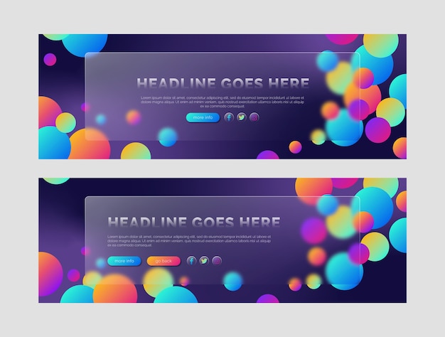 Vodorovný banner s gradientním glassmorphism efektem