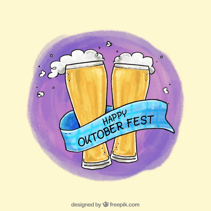 Zdarma Vektor watercolor beer glasses toasting and ribbon