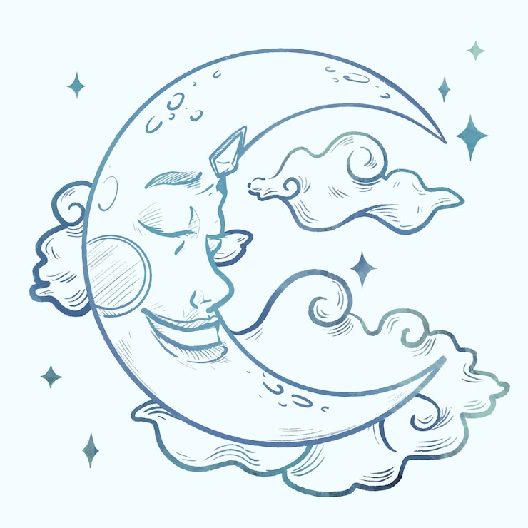 Zdarma Vektor watercolor crescent moon drawing illustration