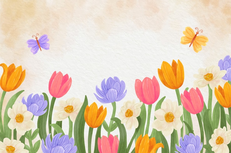 Zdarma Vektor watercolor spring floral background