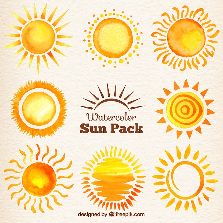 Zdarma Vektor watercolor suns pack
