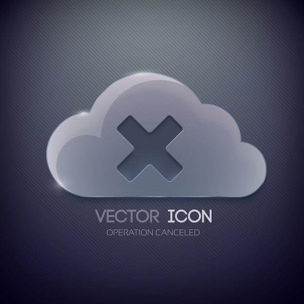 web button design template with glass cloud and x mark