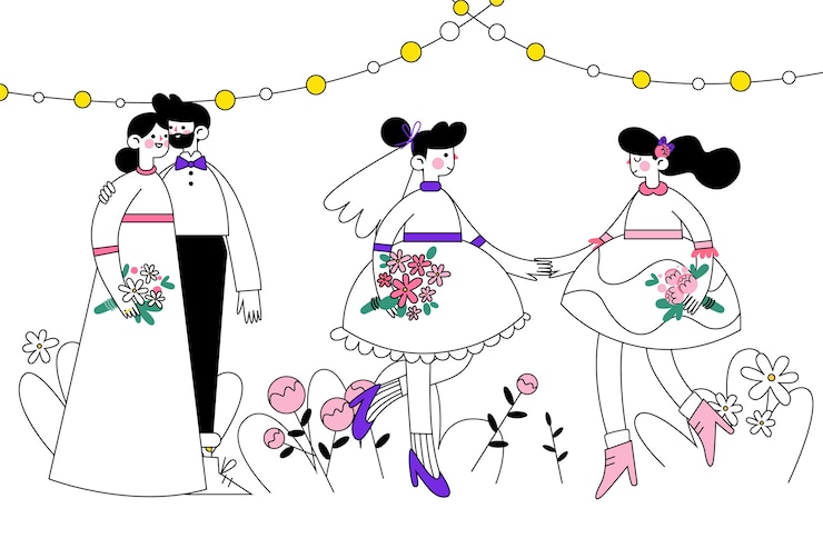 Zdarma Vektor wedding couples illustration