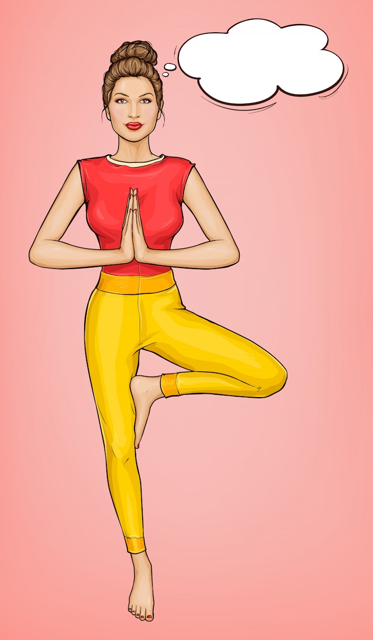 Zdarma Vektor young woman practices yoga and meditation