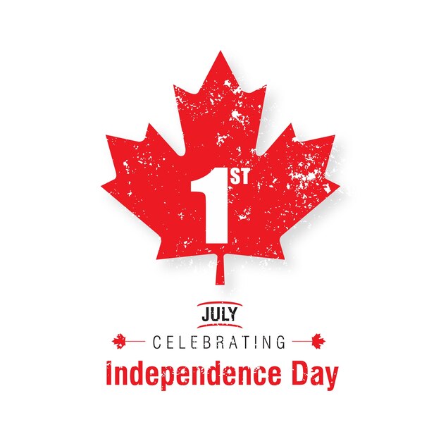 1 de julho Dia feliz do Canadá Bandeira da bandeira do Canadá no fundo branco