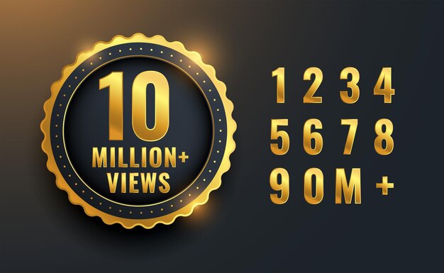 10 milhões ou 10 milhões de visualizações com design de etiqueta comemorativa