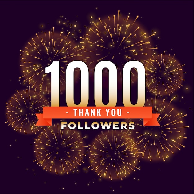 1000 seguidores obrigado modelo de fogo de artifício de celebração