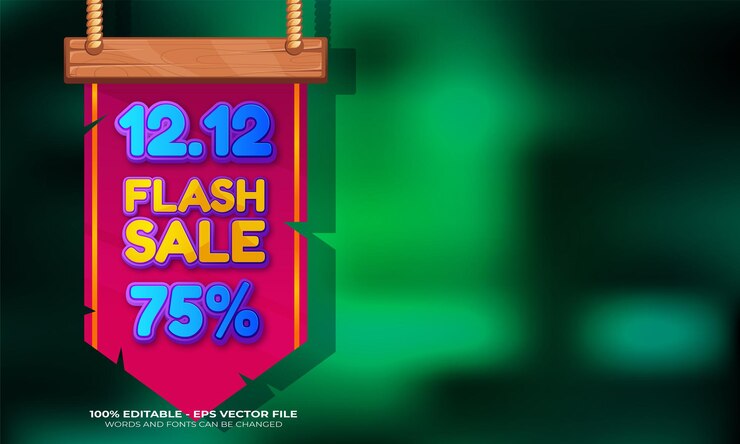 Vetor grátis 12,12 dia de compras design de modelo de banner de venda instantânea