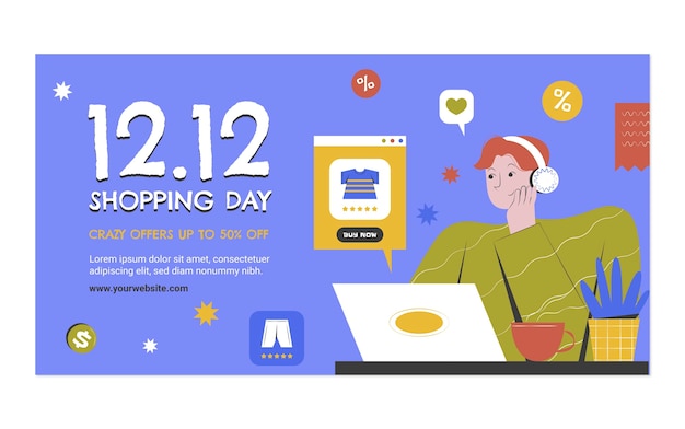 12.12 modelo de promoção de mídia social de vendas de dia de compras