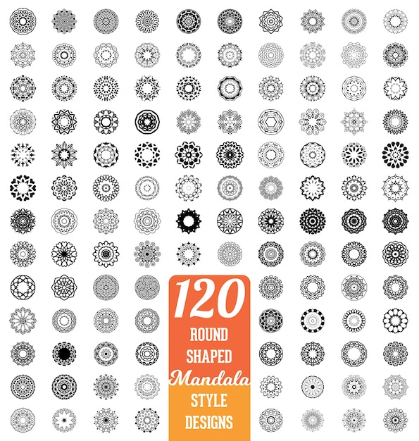 Vetor grátis 120 mandala estilo design coleção