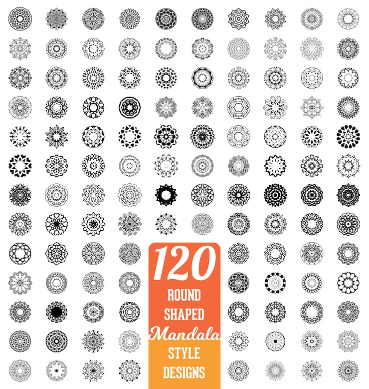 Vetor grátis 120 mandala estilo design coleção