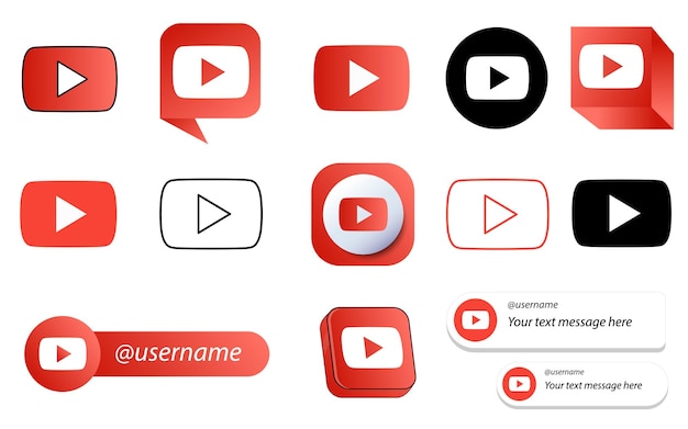 14 pacote de ícones de mídia social de vídeo do youtube