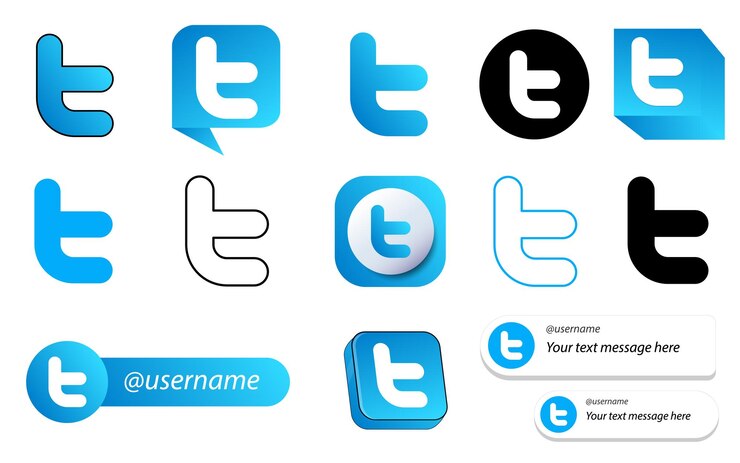Vetor grátis 14 pacote de ícones de mídia social do twitter tweet