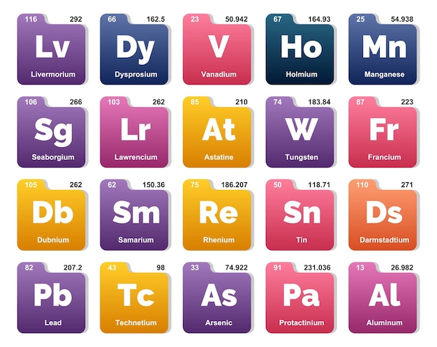 20 tabela preiodic dos elementos icon pack design vector ilustração