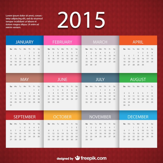 2015 template calendar