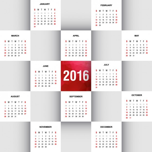 2016 calendário colocar em praças