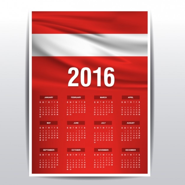 Vetor grátis 2016 calendário da áustria