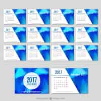 Vetor grátis 2017 azul modelo de calendário abstrato