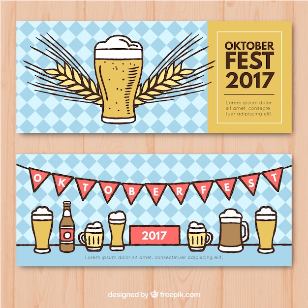 Vetor grátis 2017 banners mais oktoberfest em estilo linear