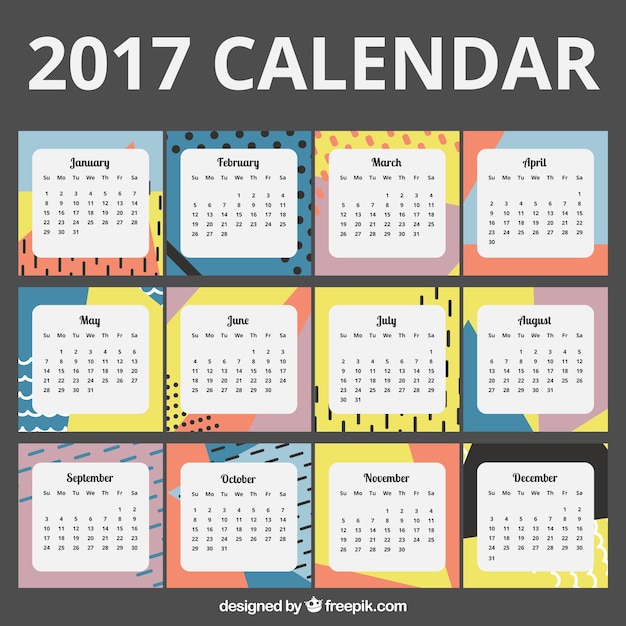 2017 calendário no design abstrato