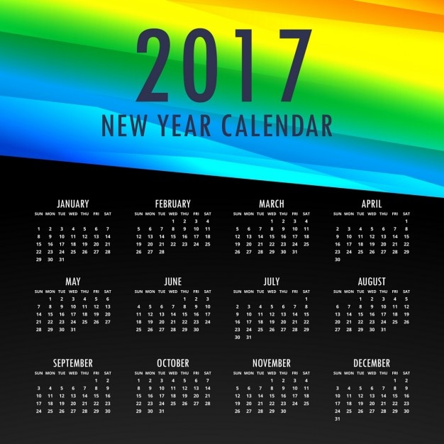 2017 modelo de calendário com formas coloridas