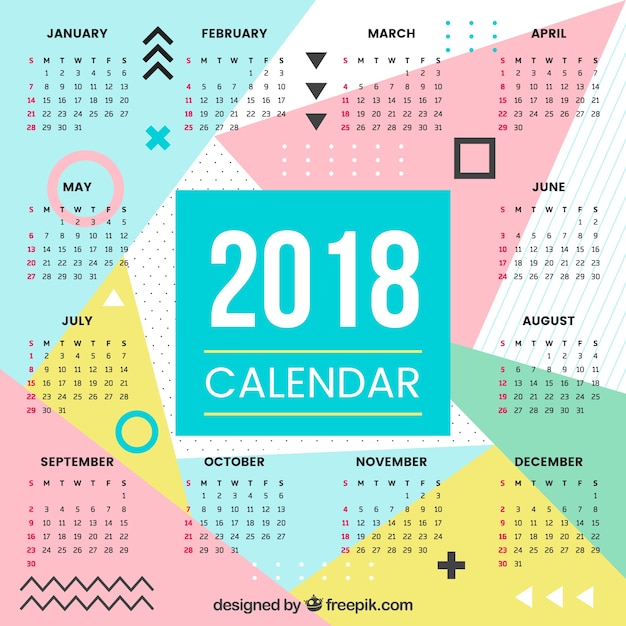 2018 calendário abstrato