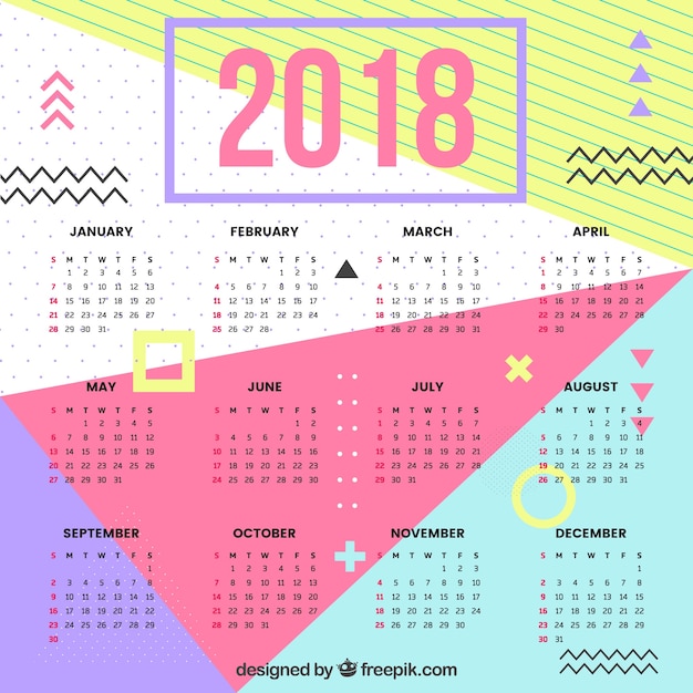 Vetor grátis 2018 calendário abstrato
