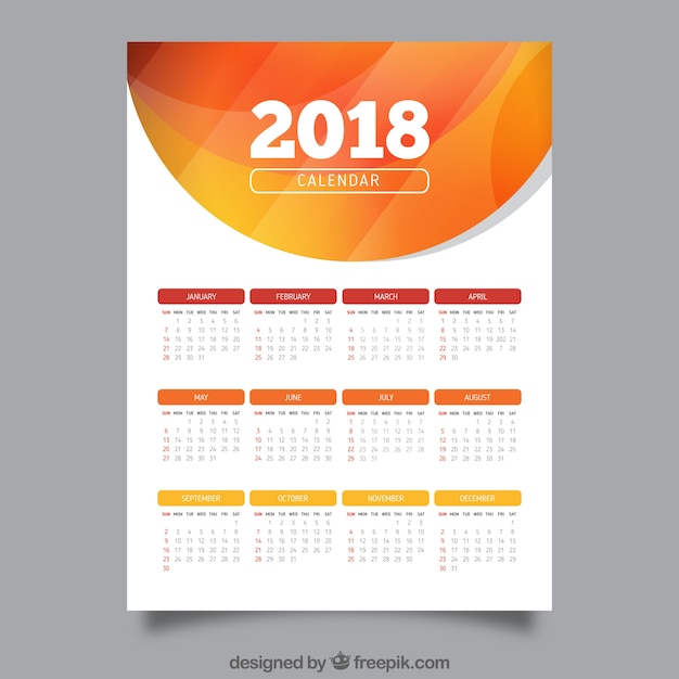 2018 calendário abstrato
